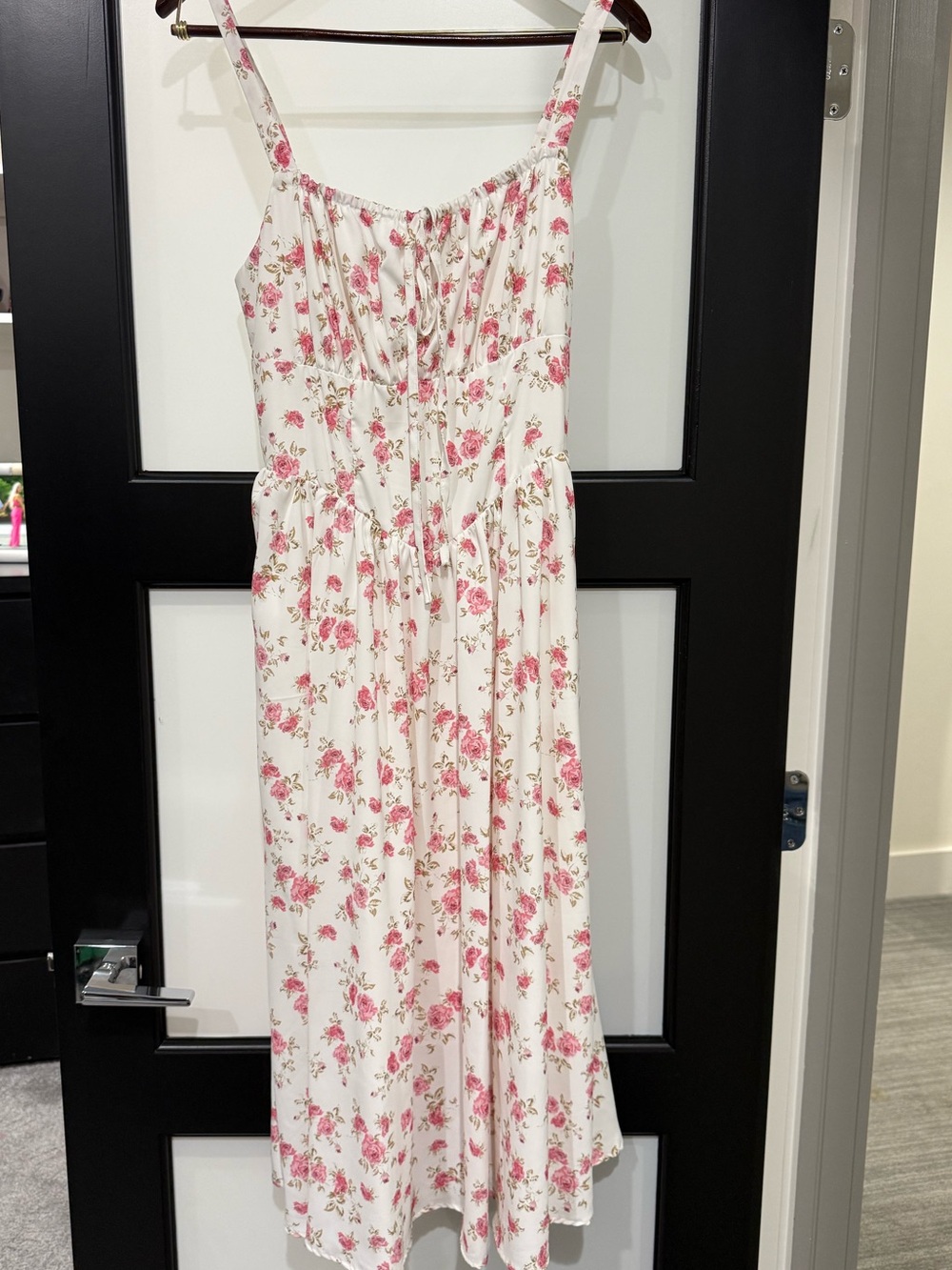 Scarlet Darkness Pink Floral Milkmaid Midi Dress Size Medium NWOT - Picture 6 of 10